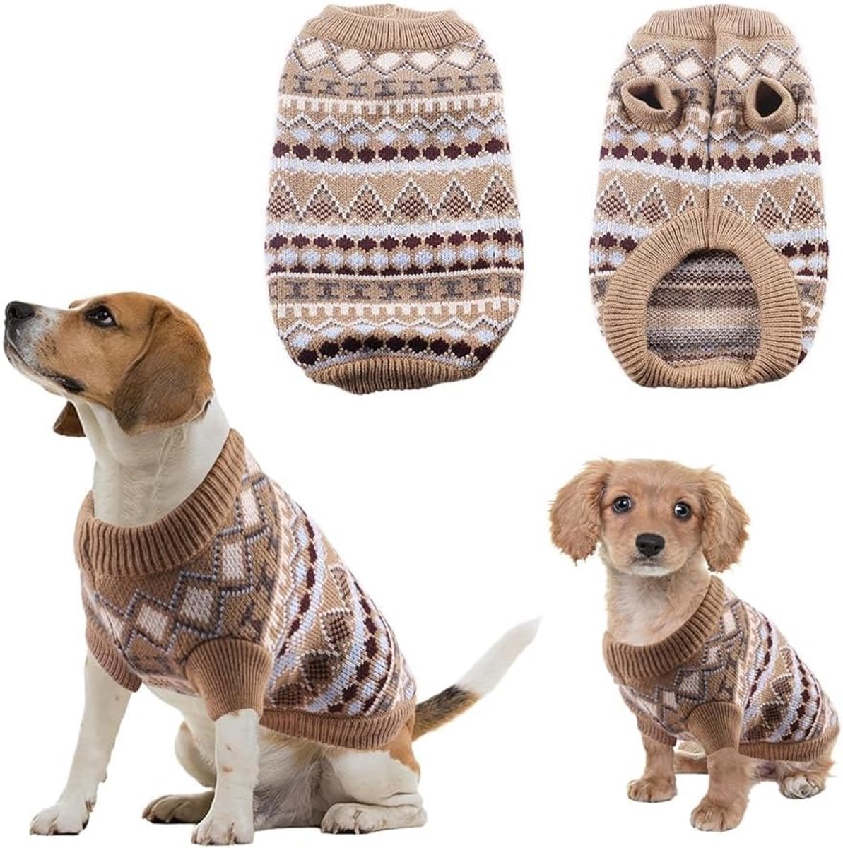 Hondentrui, winterkleding, gebreide kerstkleding, voor kleine, middelgrote en grote maten, sweatshirt met ronde hals, ribboord, stretch
