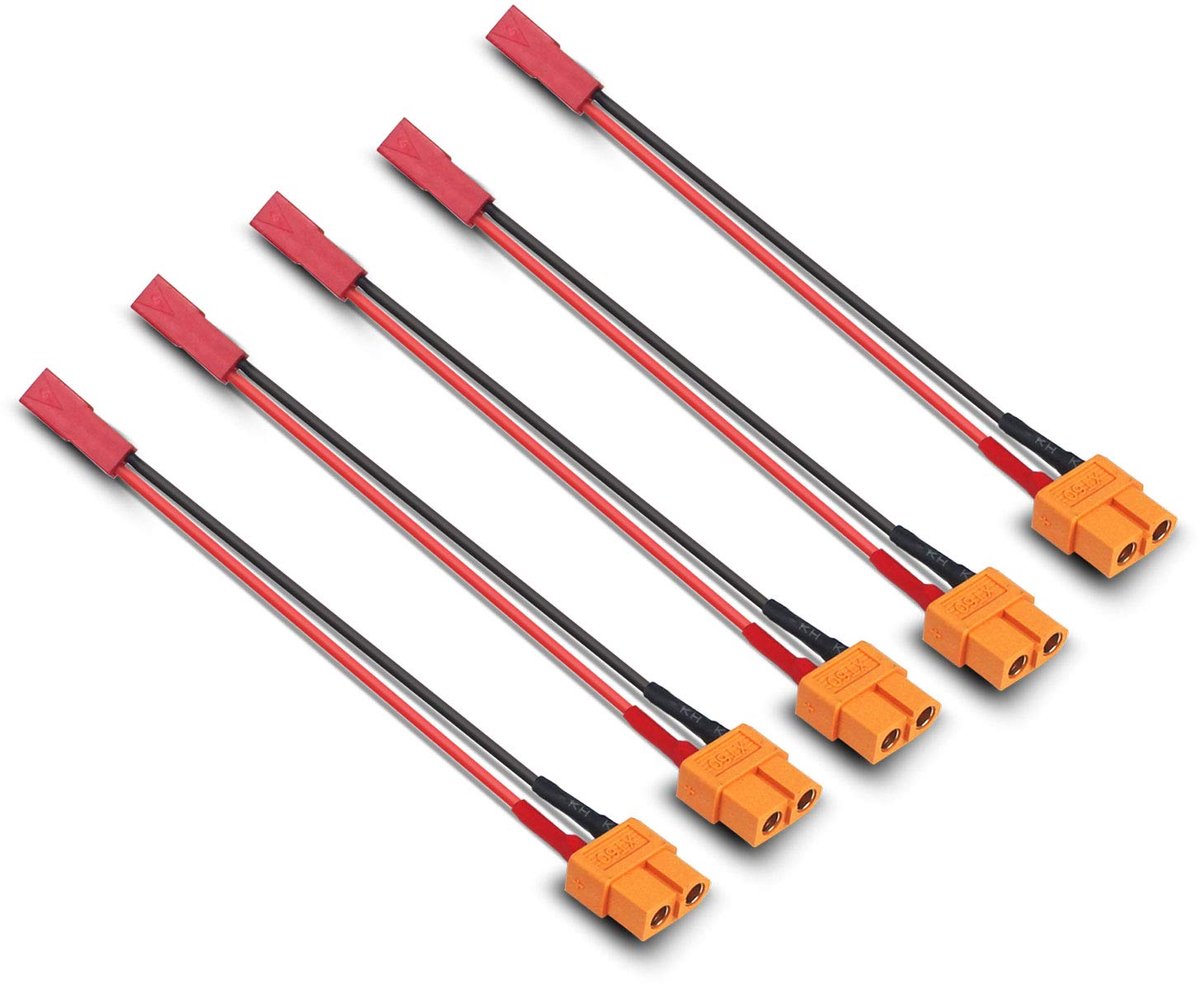 5 stuks XT60 vrouwelijke stekker adapter op JST vrouwelijke stekker adapter met 10 cm 20 AWG iliconkabeladapter