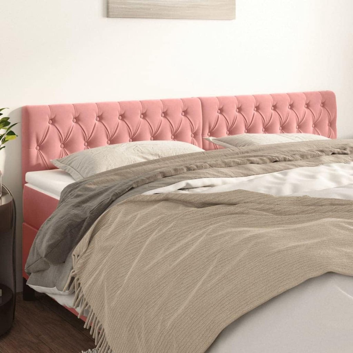 Hoofdeinde in hoogte verstelbaar 180x7x78/88 cm, zacht velours hoofdeinde voor bed met houten poten, uitstekende rugondersteuning bij het lezen, eenvoudige montage