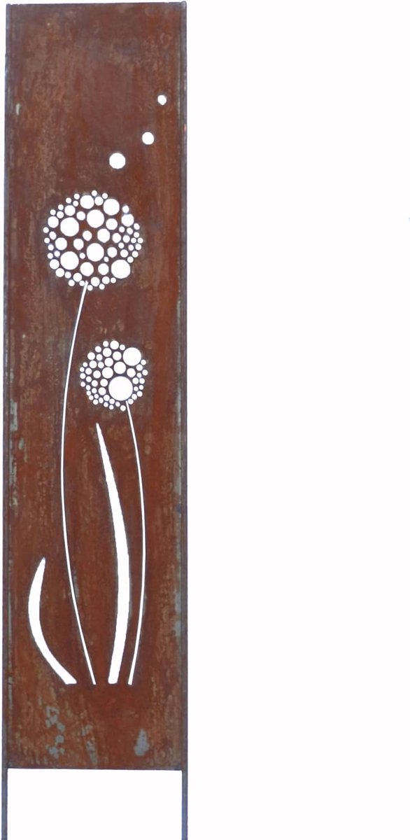 Inkijkbescherming muurbord paardenbloem, tuindecoratie, patina, roestpaneel, lente, zomer, cadeau-idee, tuin, privacyscherm