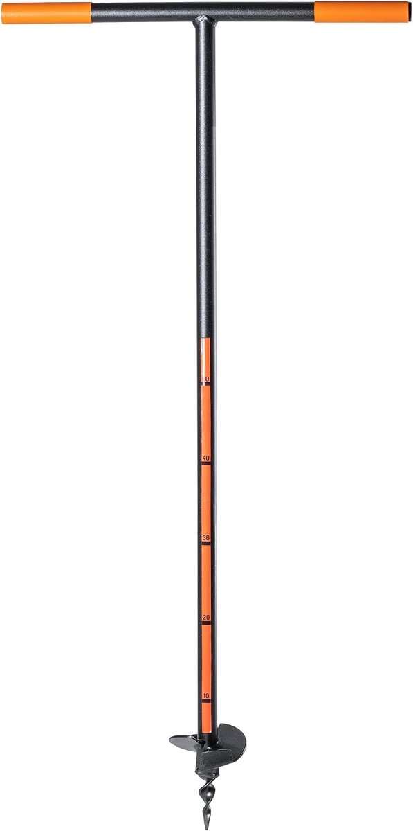 Handboor, grondboor van metaal, grondboor met dwarsgreep, spiraalboor voor tuin, paalboor, plantenboor, bloemenbolboor, paalboor (100 mm)