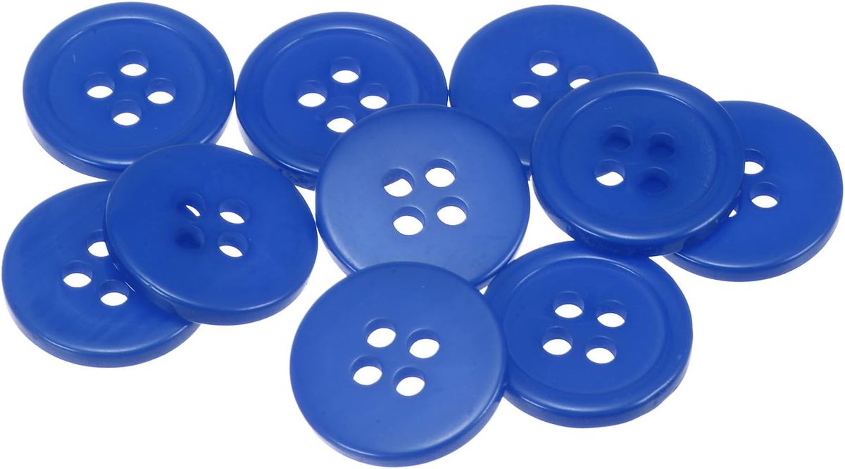 Knopen 24 l 5/8 inch (15 mm) van hars, ronde knopen met 4 gaten voor het naaien van kleding en knutselen, donkerblauw