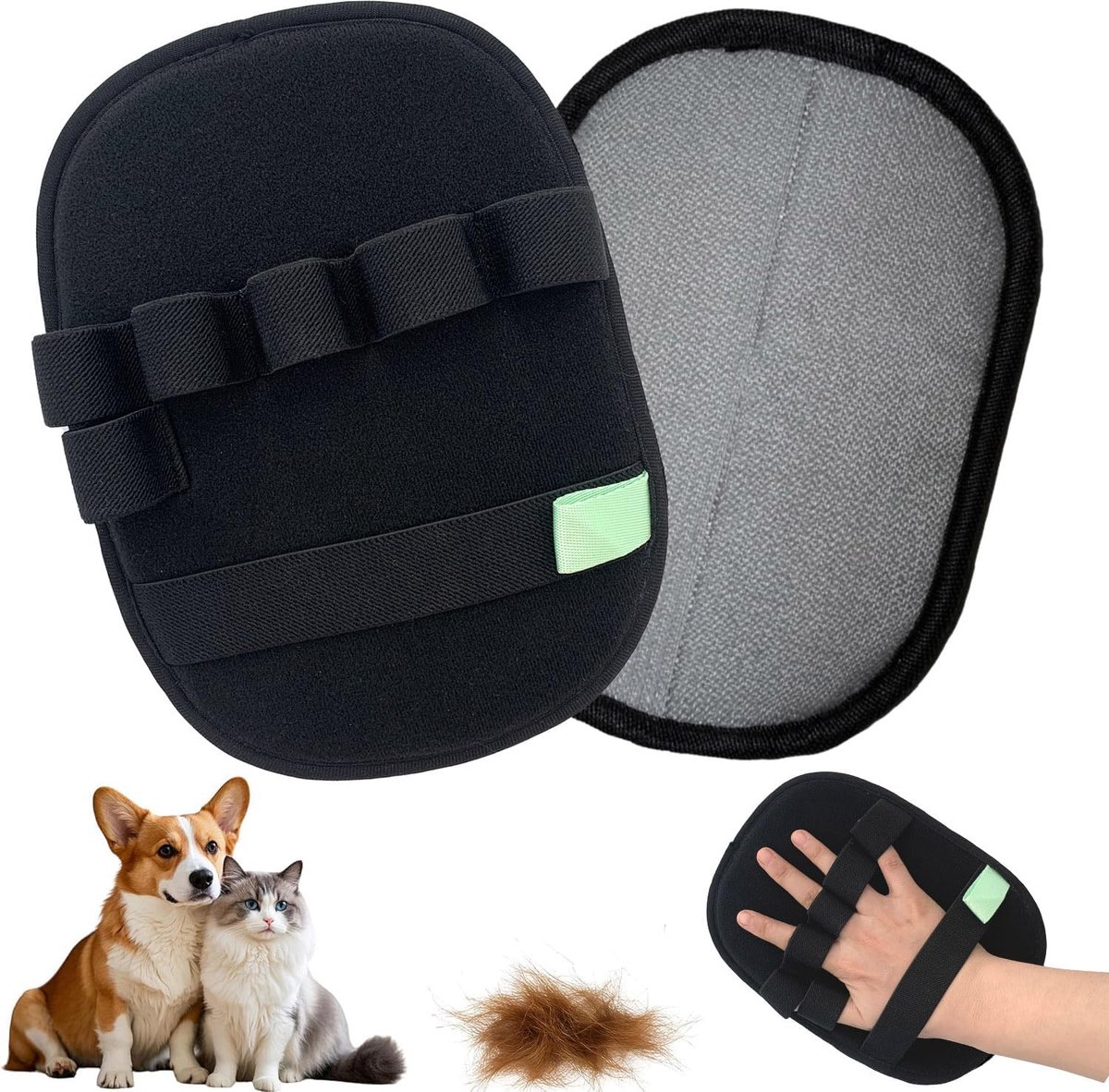 2 STKS Huisdier Ontharing Handschoen voor Katten & Honden, Vijf Vinger Magische Borstel Huisdier Haar Handschoen, Herbruikbare Huisdier Haarverwijderaar voor Kleding Bed Sofa Wasserij en Auto