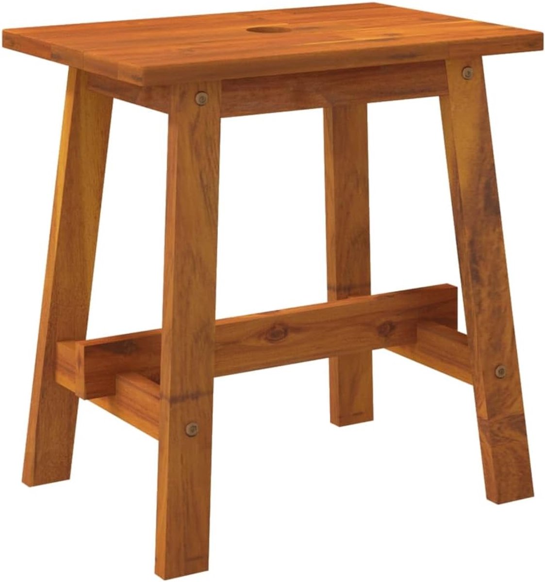 Kruk, 45 x 29 x 45 cm, van massief acaciahout, kruk voor planten, bijzettafel voor binnen en buiten, rustiek en veilig design, maximale belasting 110 kg