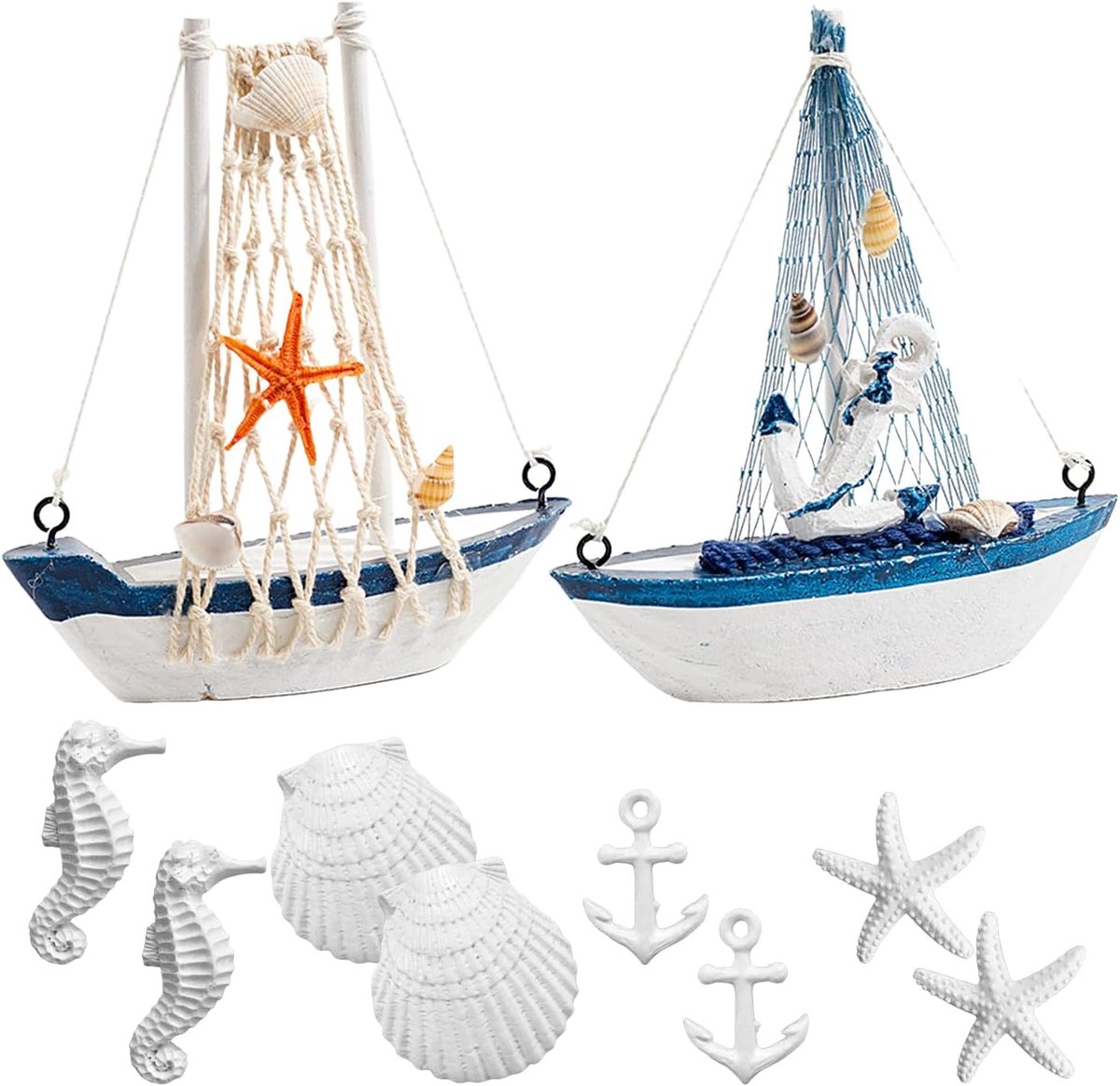 2 Stukken Van Zeilen Ornamenten En 8 Stukken Van Zeebries Ornamenten, Mediterrane Stijl Model Ornamenten, Nautische Thema Foto Rekwisieten, Creatieve Cake Decoratie.