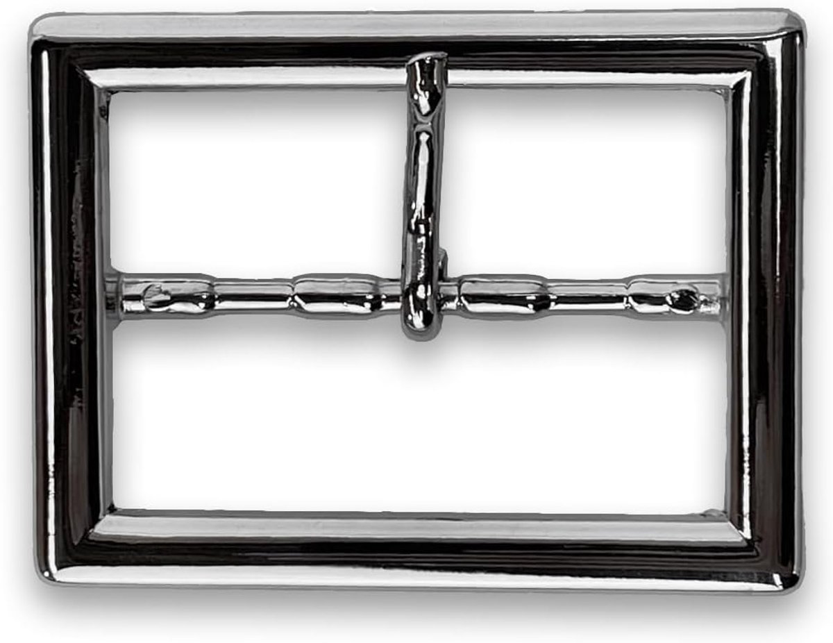 almela - Dubbele riemgesp met glanzende zilveren afwerking 50mm breed - 5cm | Gesp riem, zilver