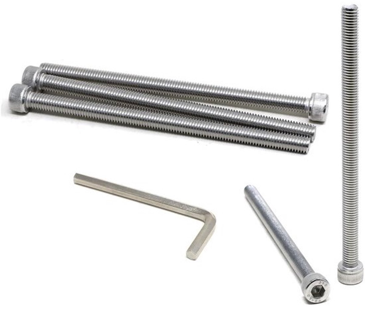 Zeskantschroeven M8 x 130mm - Bout Kit Schroefset - Bevestigen van Materialen - Roestvrij Staal 304 - 5 Stuks - Zilverkleurig