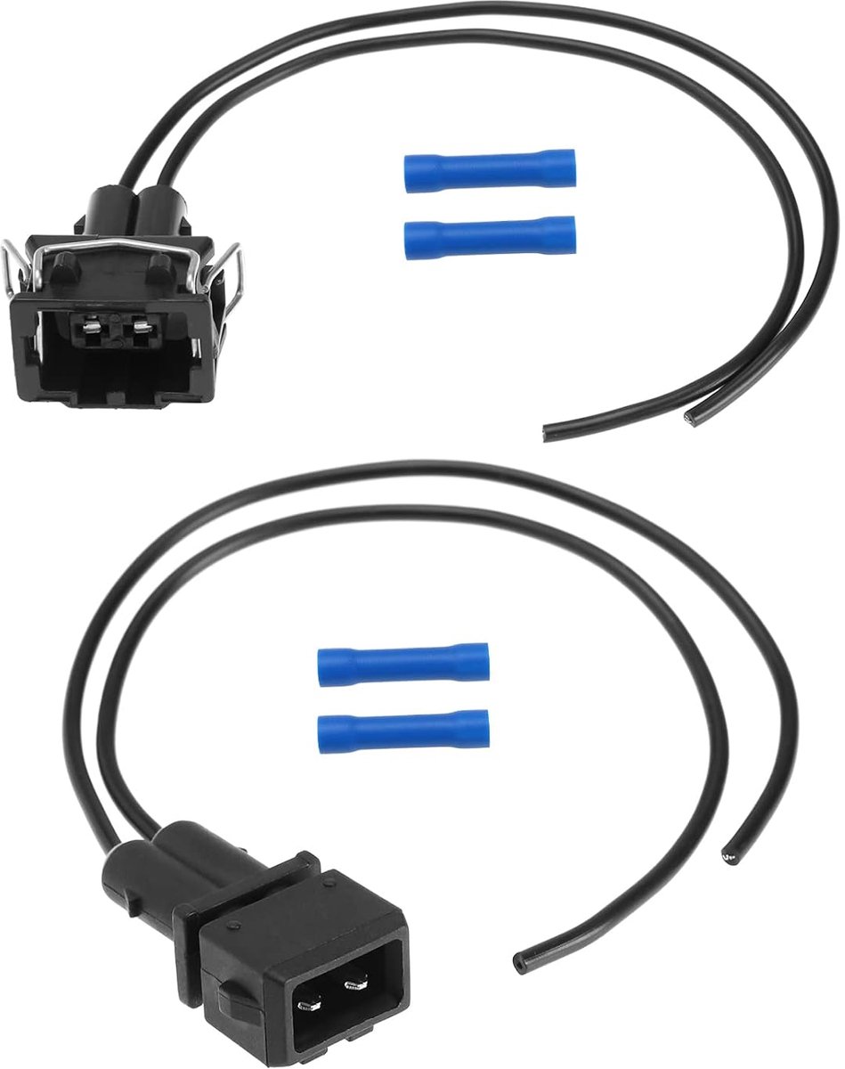 Dailygoods - 2 Pins Elektrische Harnas Connector - Vervanging 357972752 - Zwart - Geschikt voor VW Skoda Seat - 18 cm Kabel