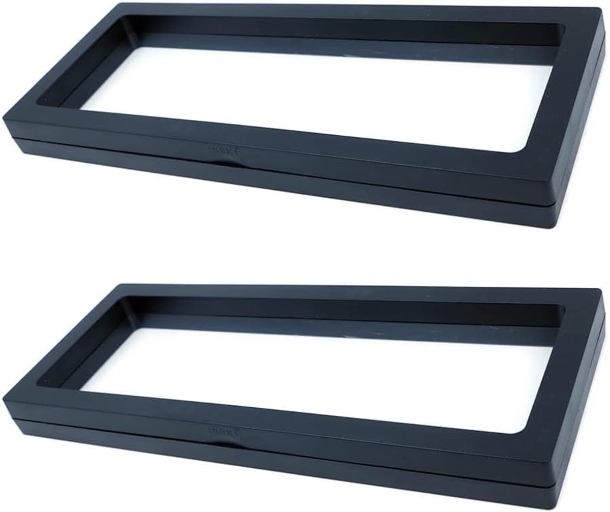 Dailygoods- Displayhouder 3D-effect - Drijvende Displaybox - Sieradenhouder - Vitrine - 2 Stuks - 230 x 90 mm - Zwart