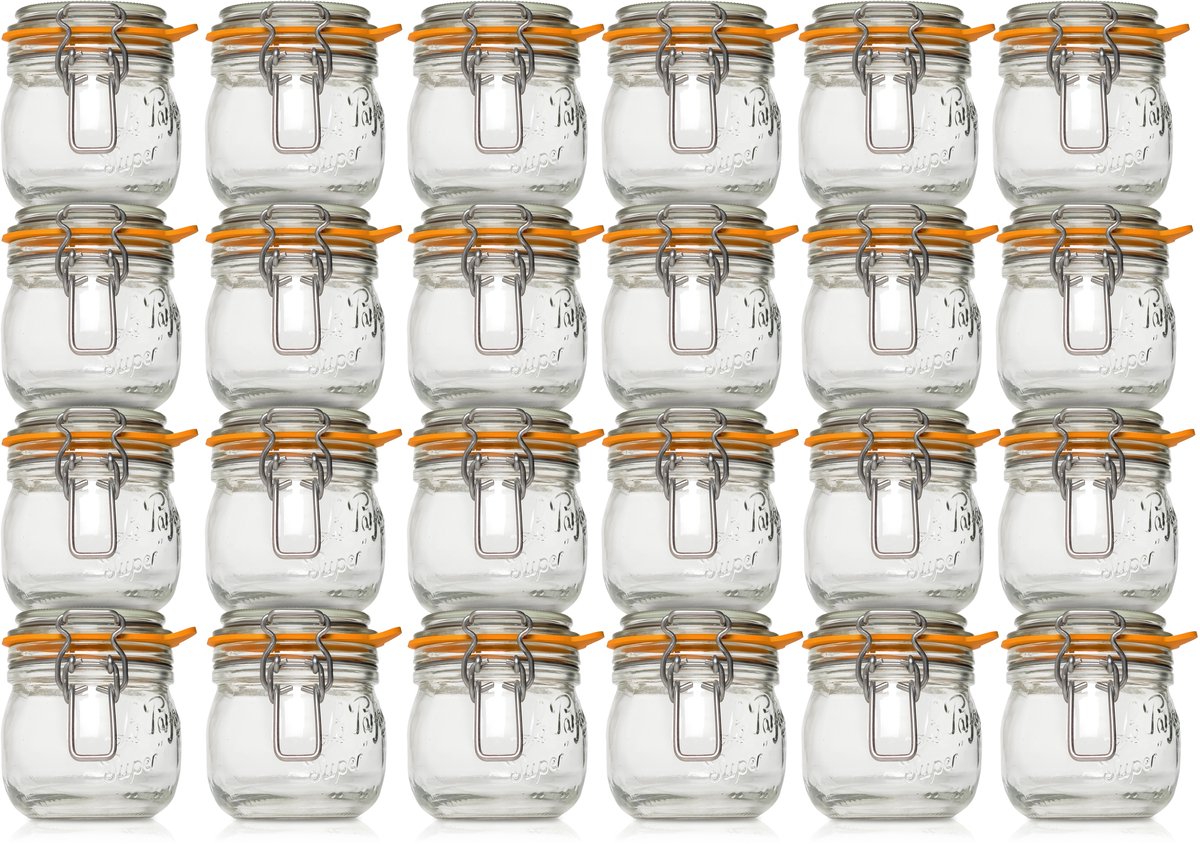 Le Parfait 500ml Weckpotten Set (24x 500ml) | OP=OP XXL VOORDEELSET | 24 Weckpotten van 500 ML | Premium A-kwaliteit | Robuust en Voedselveilig | Ideaal als voorraadpot, inmaakpot of conserveerpot | Made in France