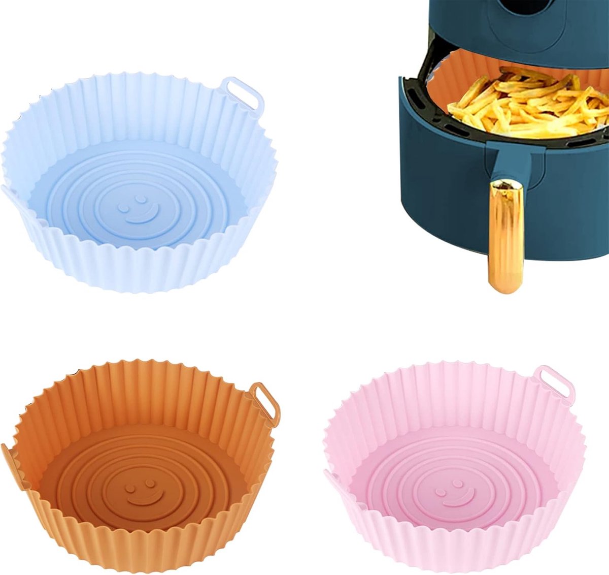 Dailygoods- Siliconen Pot - 3 Stuks - Herbruikbaar - Draaggrepen - Geschikt voor Magnetron/Oven - Hygiënisch en Eenvoudig te Reinigen - Bakplaat
