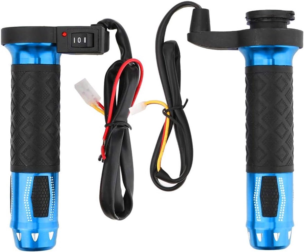 12V Universele 22mm Handvatten voor Motorfiets ATVs, Verstelbare Temperatuur Waterdicht Stofdicht Elektrische Verwarmde Handvatten, Blauw/Goud/Rood