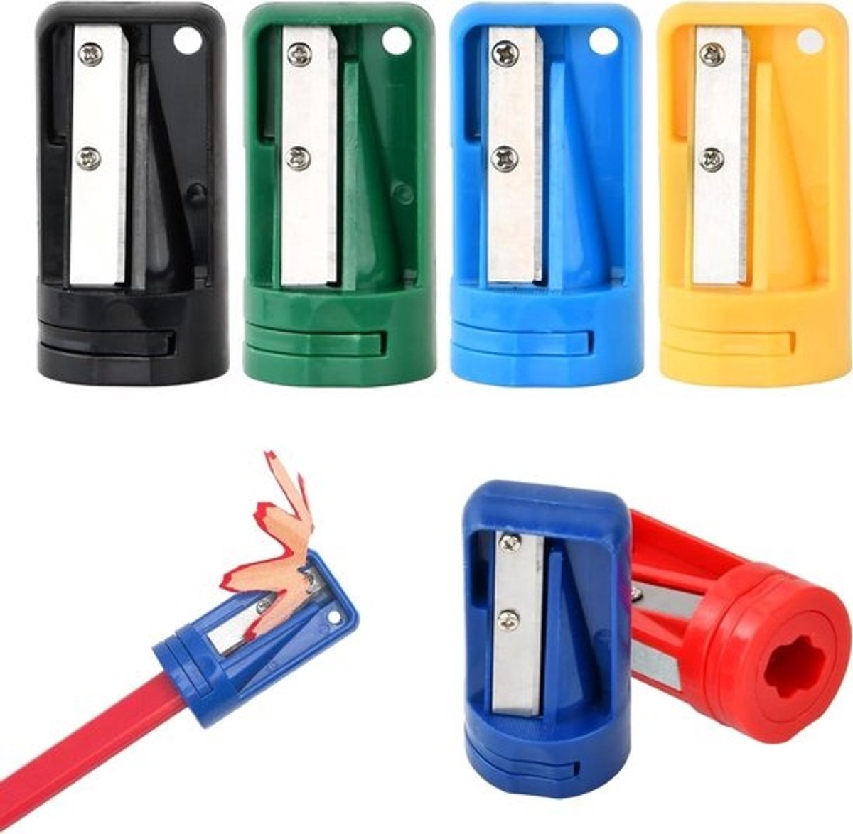 Potloodslijpers Set - Handmatige Slijpers - Potloden Scherp Maken - Veelzijdig Voor Verschillende Potloden - 6 Stuks - Meerkleurig