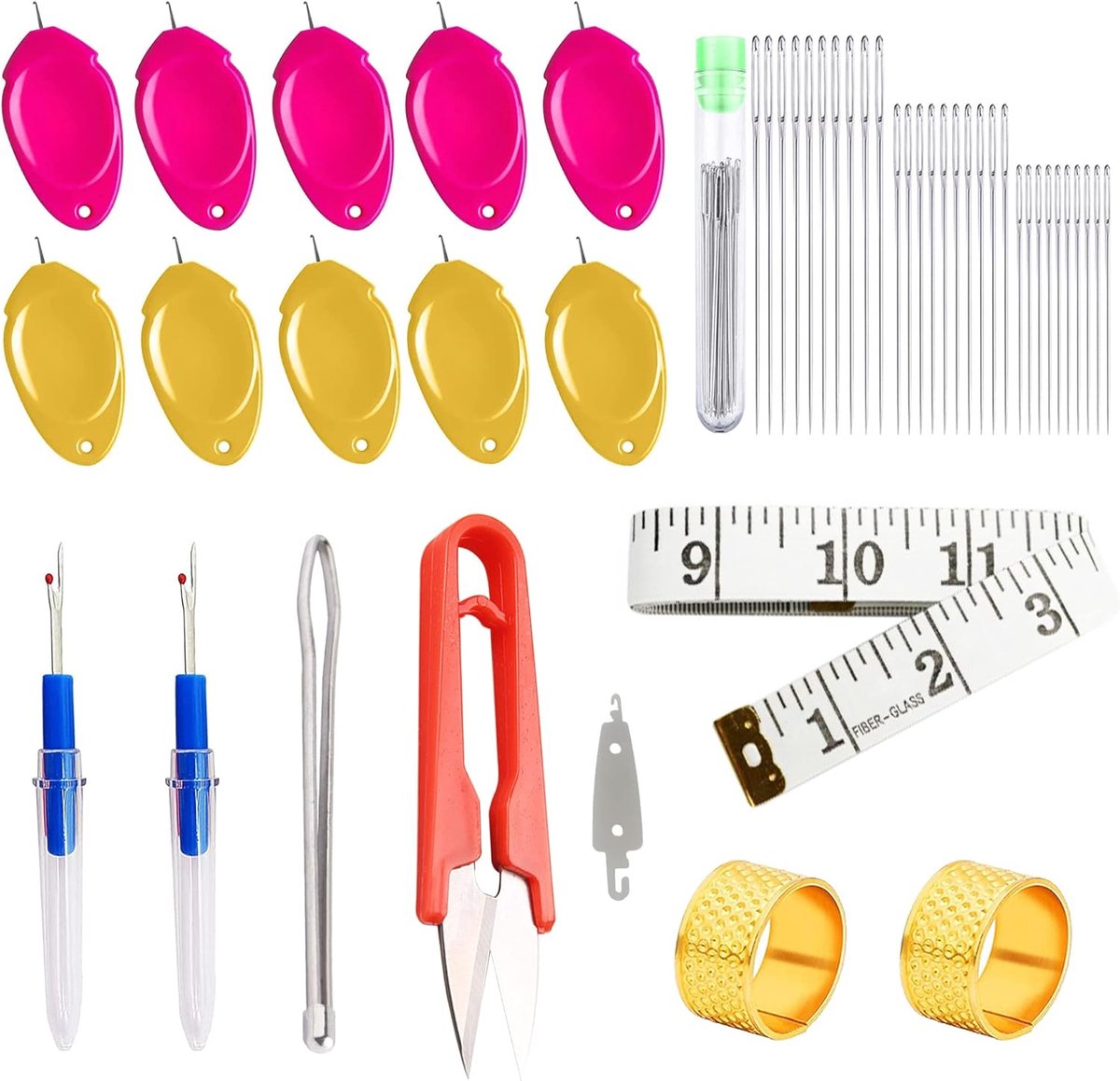 Dailygoods- Naalddraadsnijder 18 Stuks - Kunststof/Metaal - Naaldthreaders - Naad Ripper - Vingerhoedje - Handig voor Naaien/Crafting - Naaldthreader