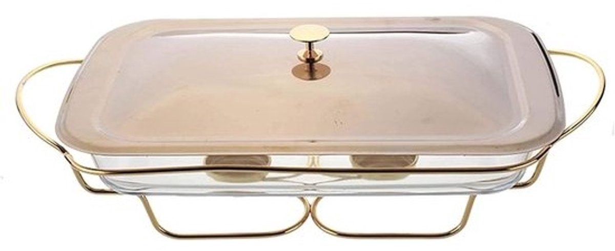 Buffetwarmer RVS - Warmhoudbak - Feesten Catering - Gehard Glas - 2.2 Liter - Goudkleurig