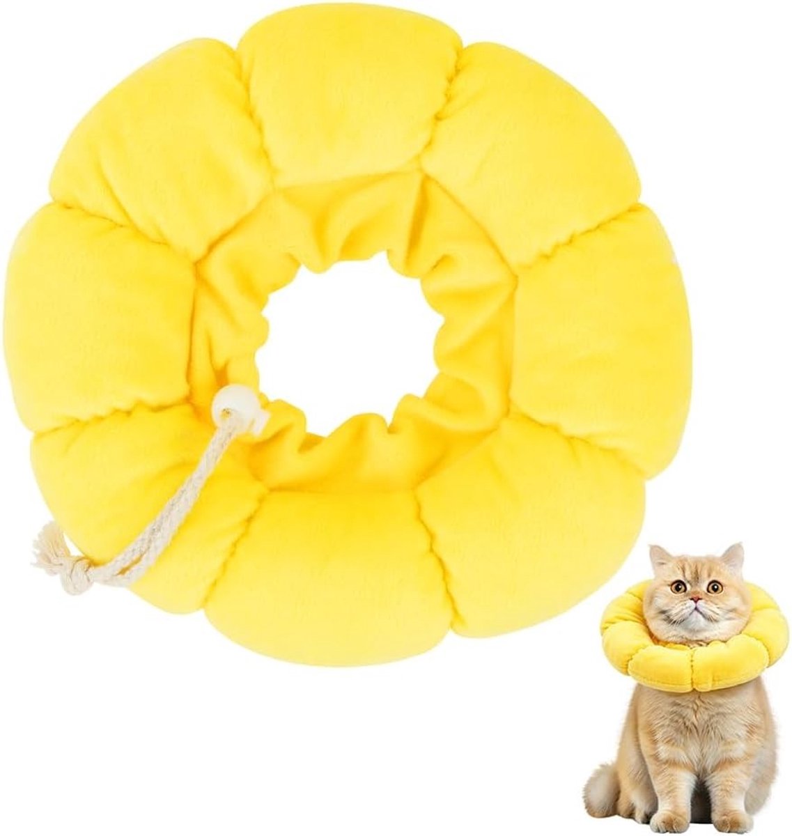 Verstelbare Kattenhalsband voor Na Chirurgie, Zachte Zonnebloem Halsband voor Katten, Geschikt voor Halsomtrek 12-20 cm