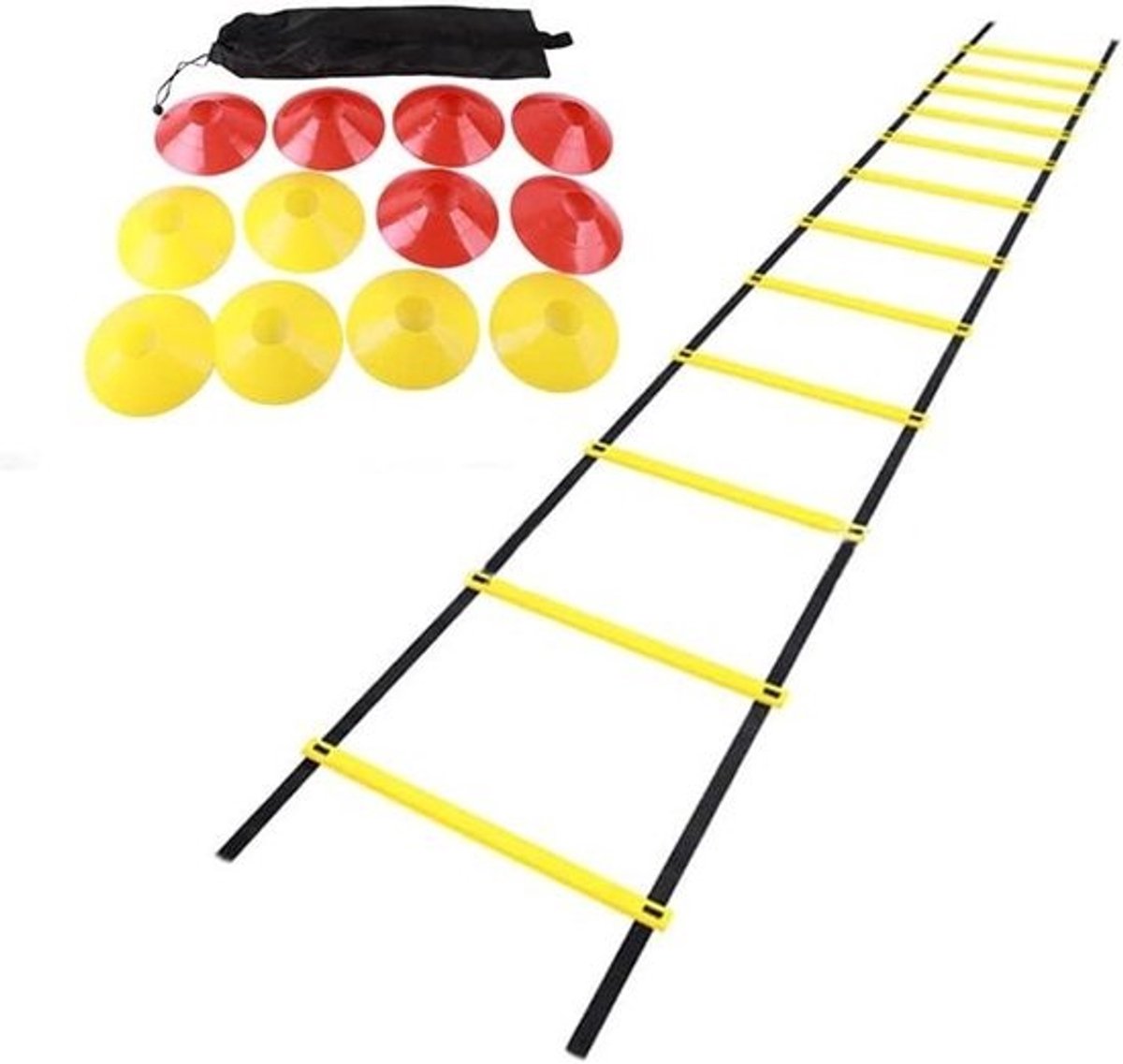 Trainingsladder - Snelheidsladder Voetbal - Verbeteren Snelheid - Verstelbare Sporten - 52x4cm - Geel