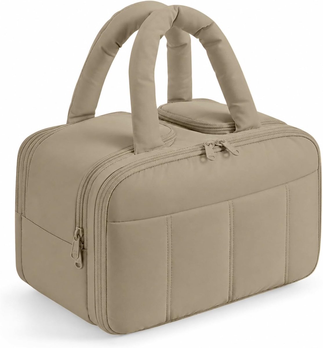 Reistoilettas, waterdicht, grote capaciteit, make-uptas, toilettas, voor dames, voor dagelijks gebruik op reis, kaki, 31.5 x 23.5 x 16 cm, Minimalistisch