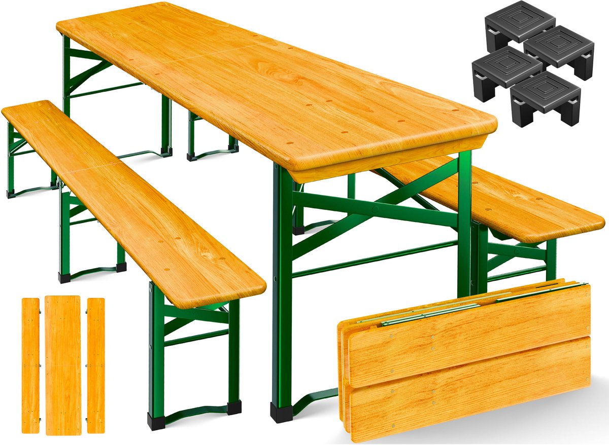 KESSER® Biertafel met Banken 3-delig - inklapbare tafel van hout met 2x bierbanken