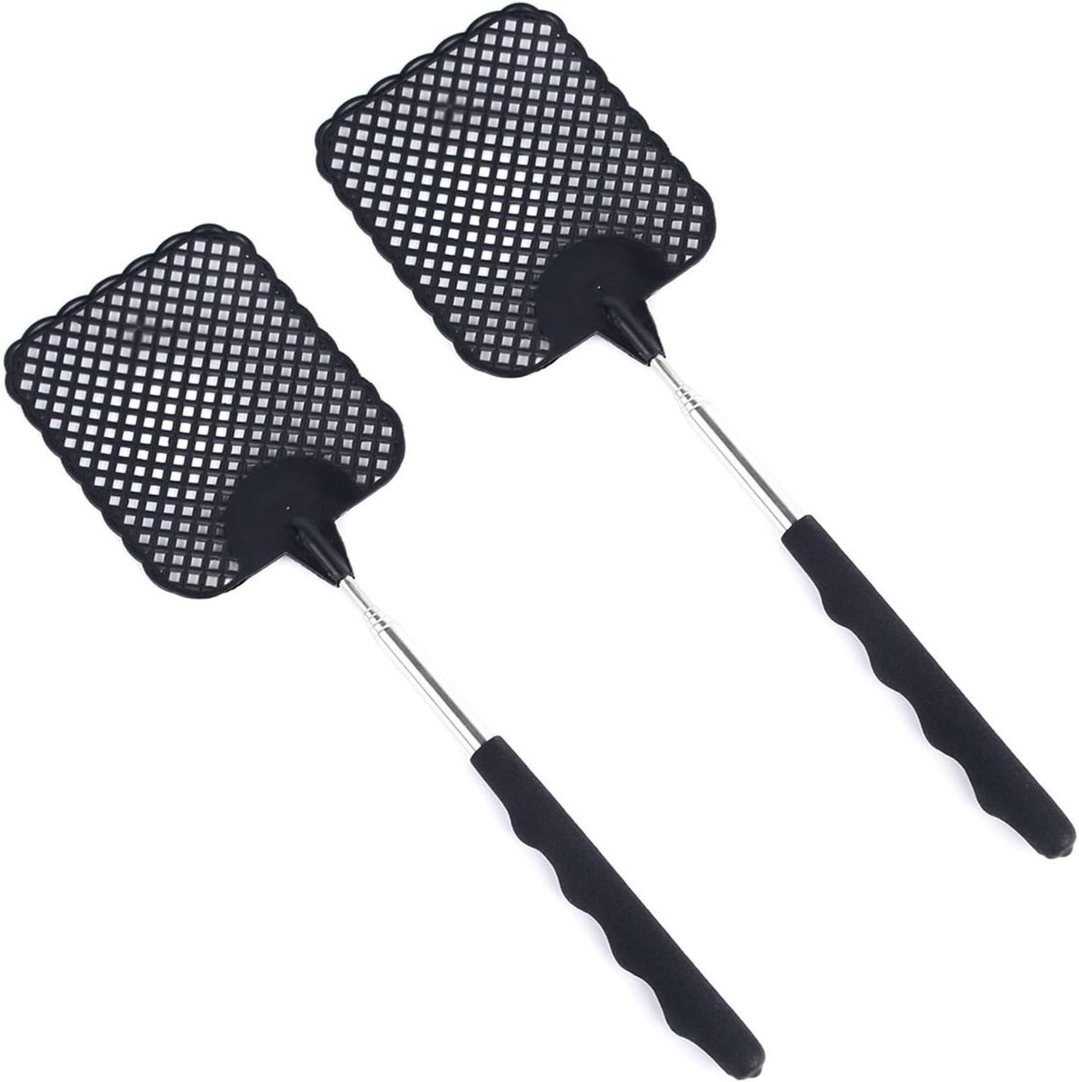 Verlengbare vliegenmepper, 2 stuks, uitschuifbaar van 27-73 cm, handmatige vliegenbestrijding, ideaal voor vliegen, muggen en insecten