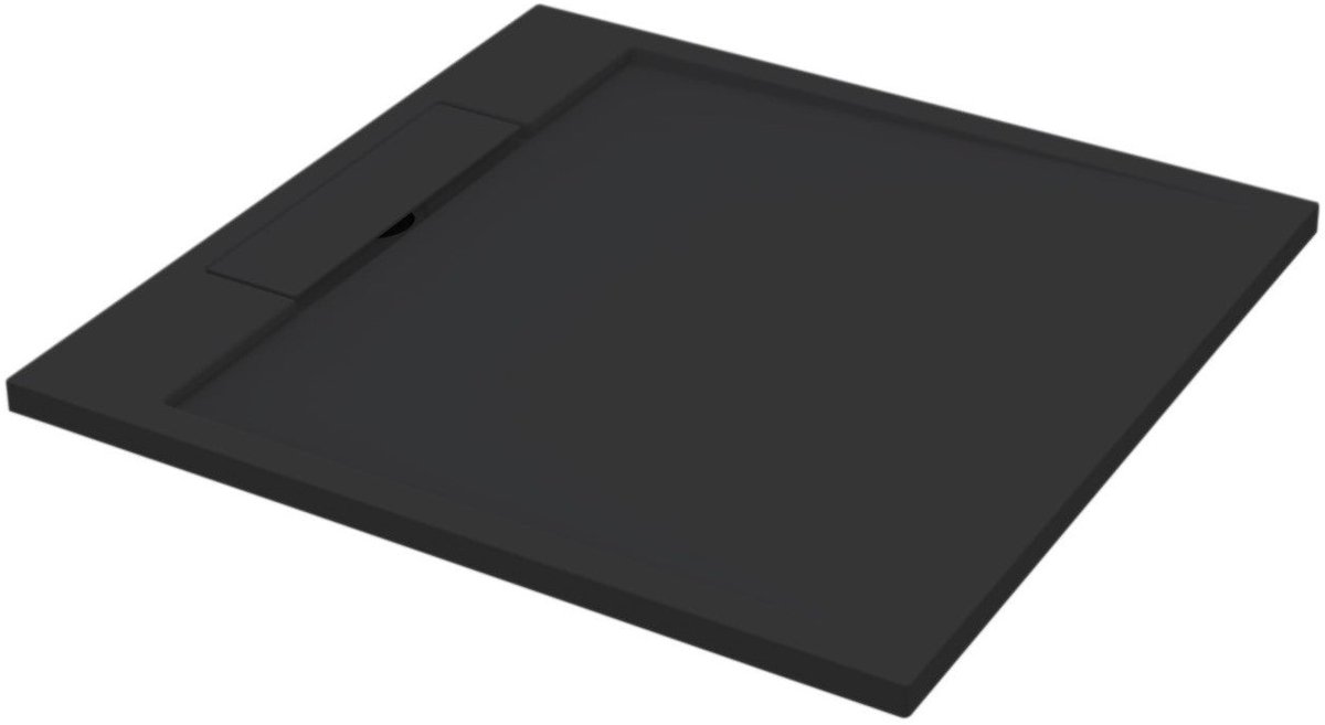 Sanitado Elements Decent Douchebak Mat Zwart 100x100cm Solid Surface