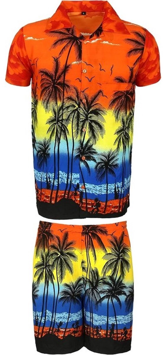 Heren Hawaiiaans Overhemd en Korte Set - Aloha Strandfeest Zomer Kleding