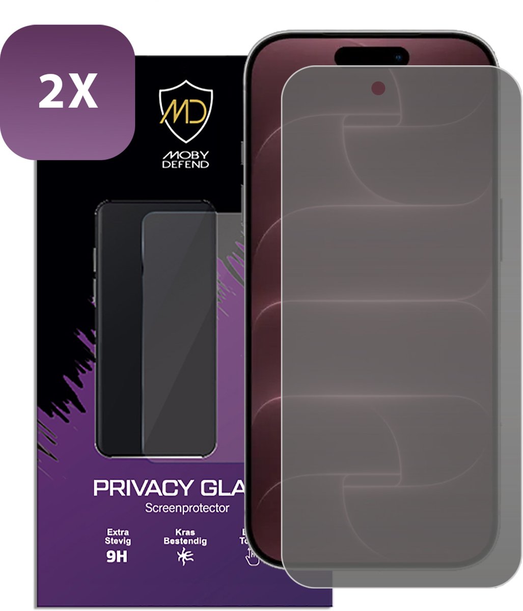 2-Pack MobyDefend Screenprotectors - Geschikt voor iPhone 18 Pro Max - HD Privacy Glass Screensavers