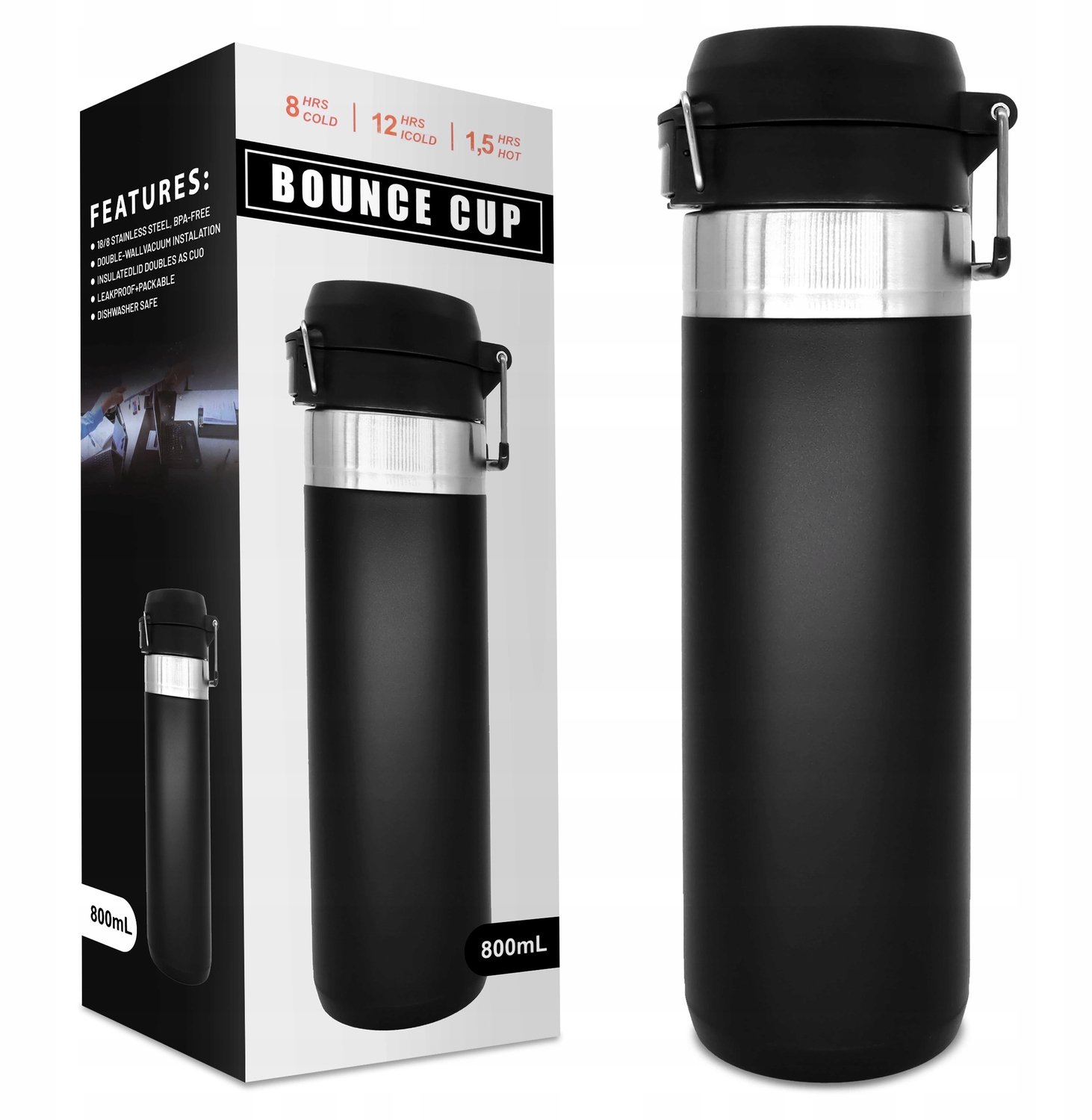 Alogy ThermoGo Thermosbeker 800ml - Warm tot 8u, Lekvrij, Vaatwasmachinebestendig