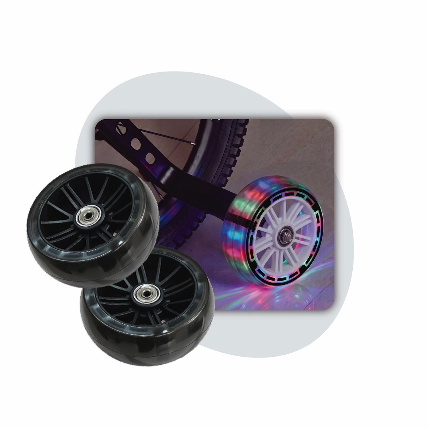 Voltano Zijwieltjes LED Verlichting Steady XL - Zwart - 12-20 Inch - Verstevigd Staal - Zijwielen Voor Kinderfiets