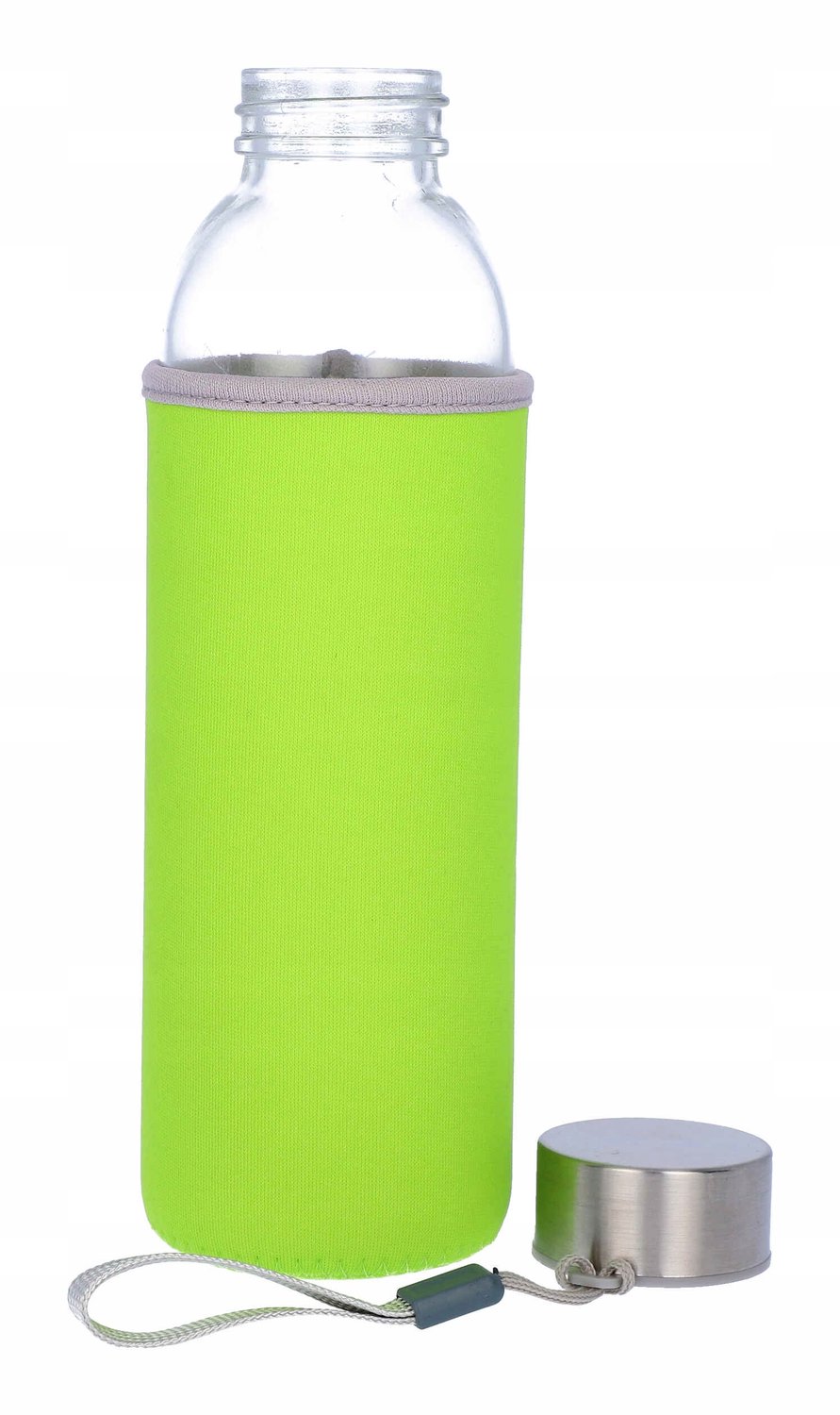Glazen Waterfles Bidon 0.5L met Neopreen Hoes & Handvat - Groen