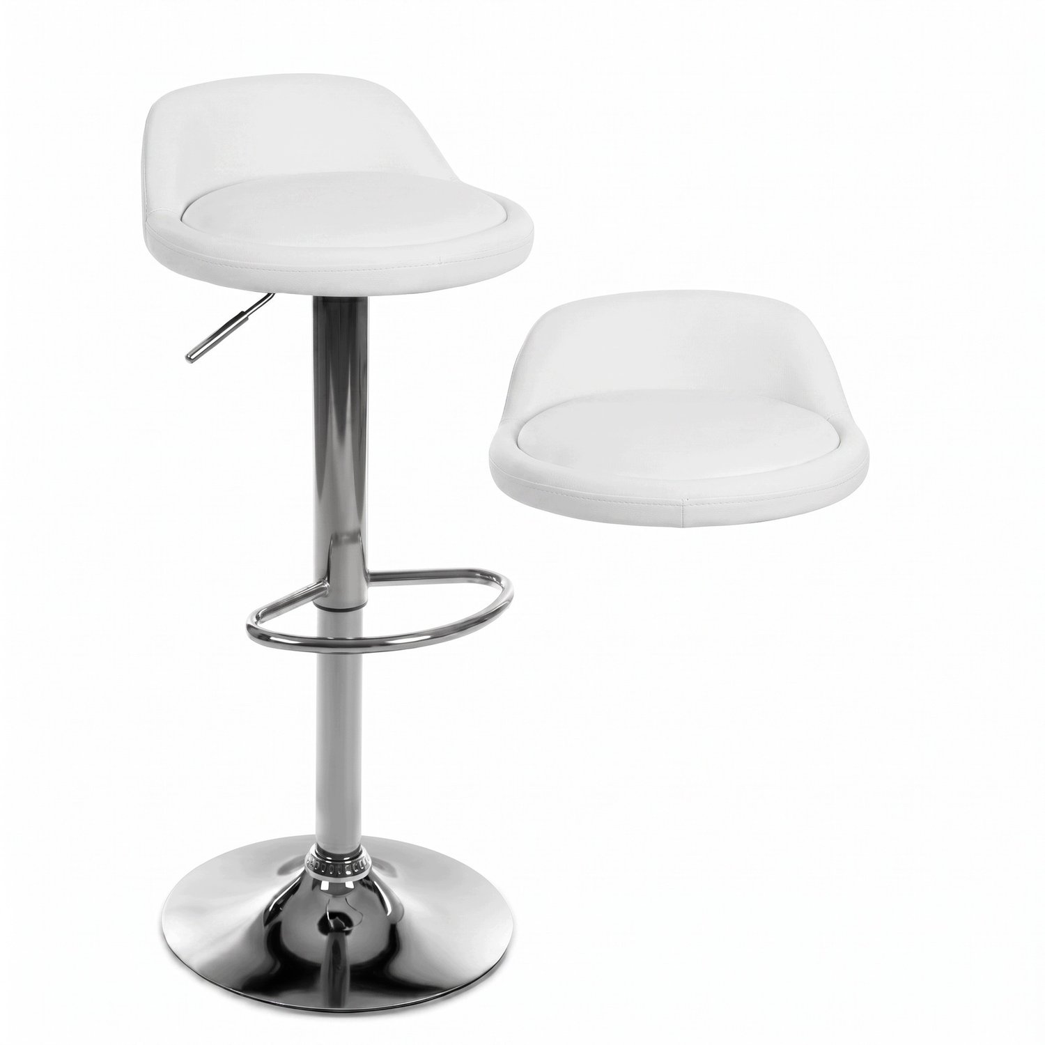 orio Wit Hoker Bar met Rugleuning - Verstelbaar, Chroom