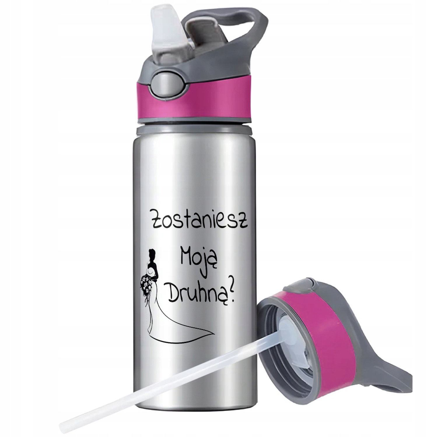 Sport Bidon 650ml Aluminium met Rietje en Handvat