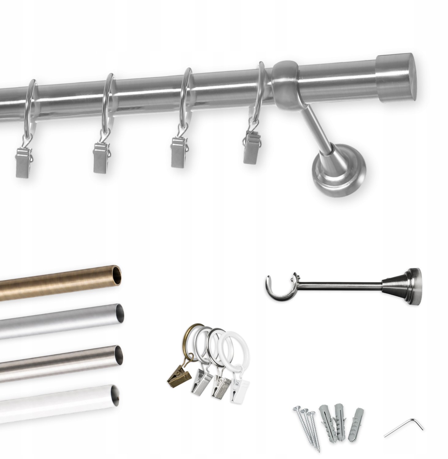Witte Metalen Enkele Plafondgordijnroede 25mm Loft Stijl 150cm