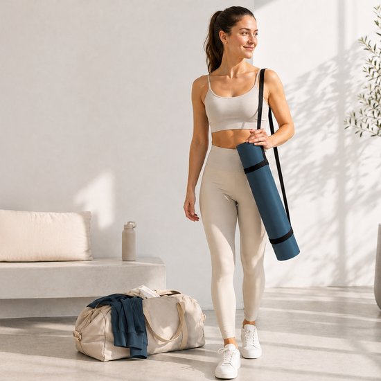Yogamat antislip - 5 mm - donkerblauw — afbeelding 3