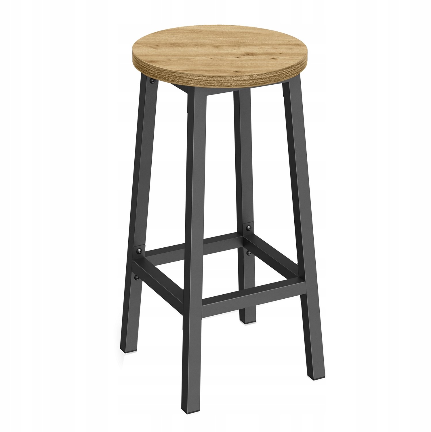 Barkruk Artisan Eiken met Zwarte Poten - 65 cm Hoog