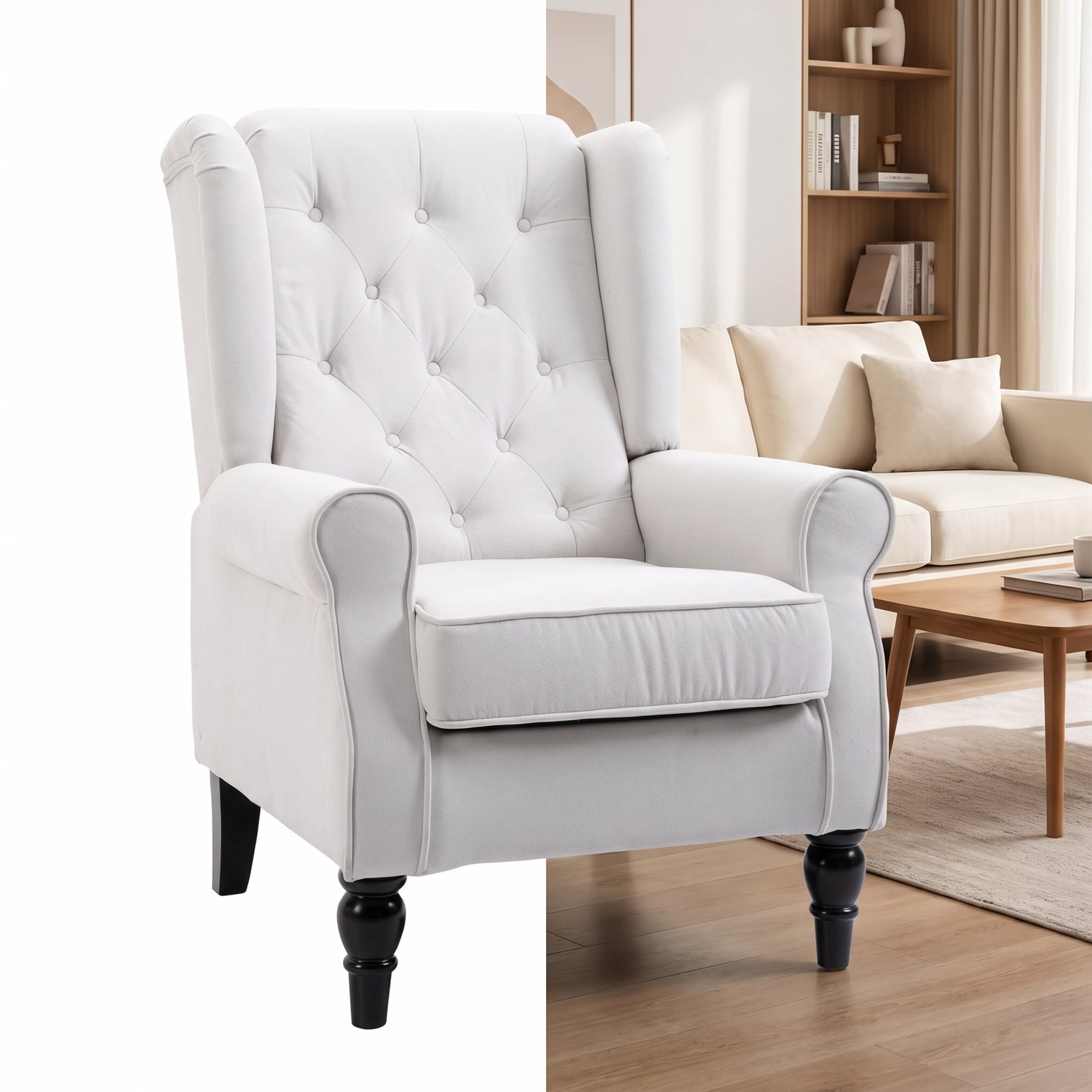 Fauteuil - Relaxstoel - Relaxfauteuil - Stoel - Met armleuning - Voor één Persoon - Crèmewit