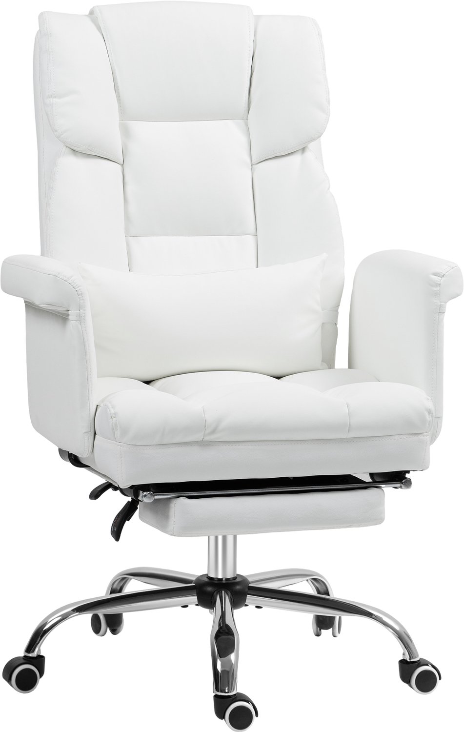 Homona Ergonomische bureaustoel - Met voetensteun, lendenkussen en verstelbare rugleuning - In hoogte verstelbaar - 69 x 65 x 107-115 cm - Wit
