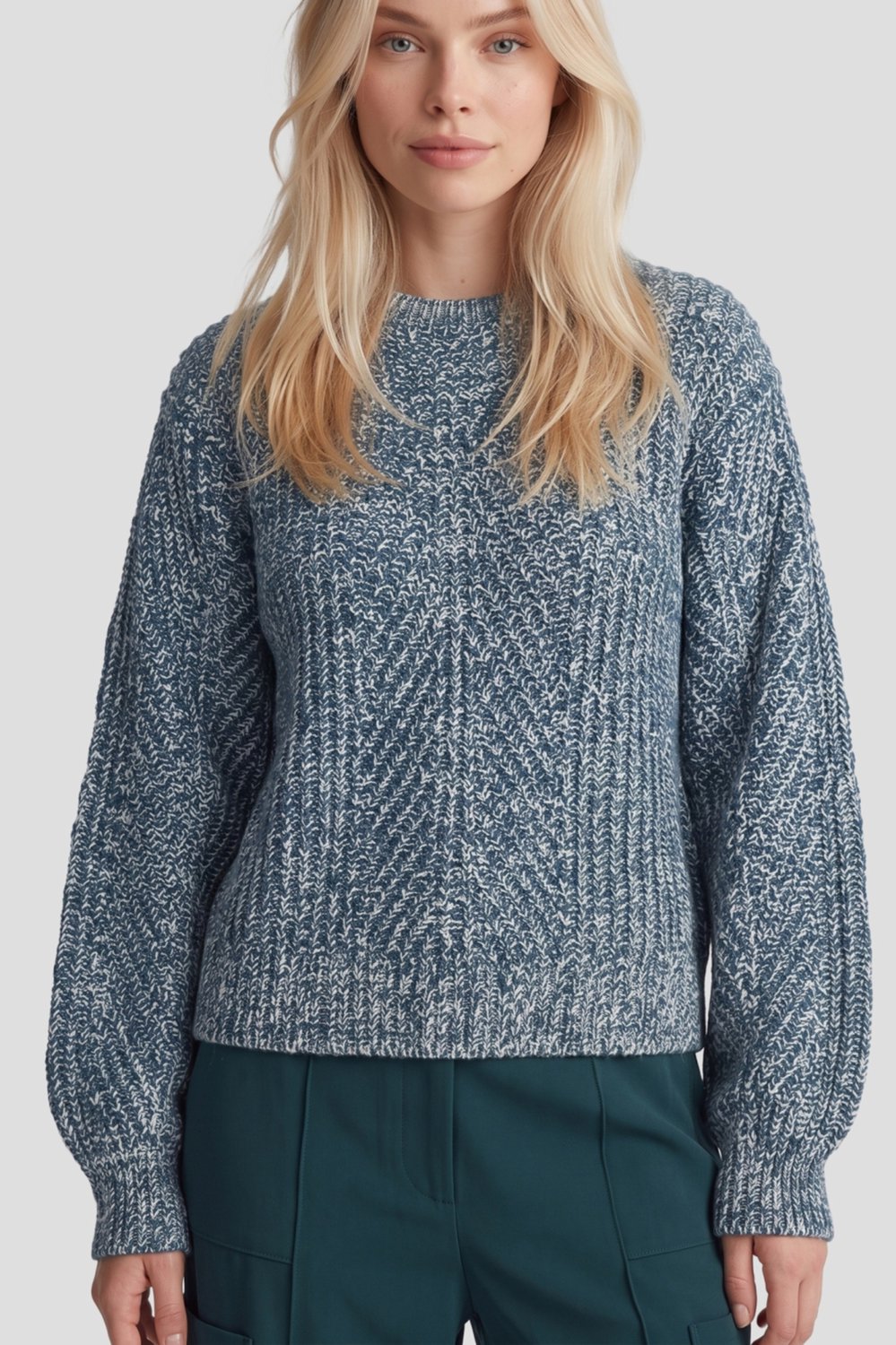 Fluresk Trui Fenni Knit Sweater 26wof12 736402 Azure Green/wood Ash Dames Maat - W34