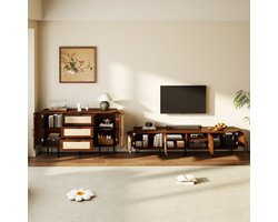 MODENUIT TV-meubelset - TV-meubel en Dressoir met Opbergruimte - Woonkamer - MDF, Walnoot - Set van 2