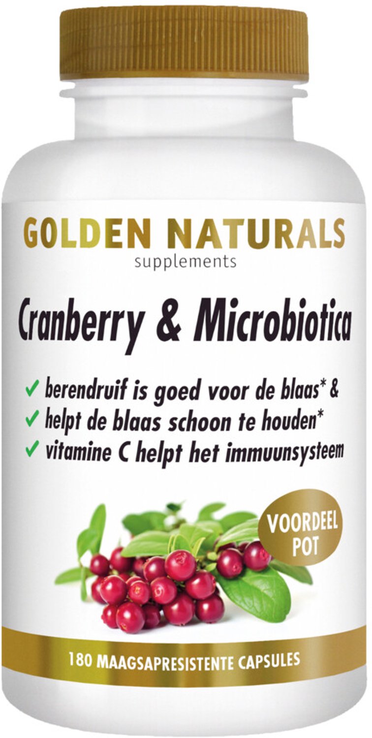 Golden Naturals - Cranberry & Microbiotica - 2 x 180 vegacapsules - Voordeelverpakking