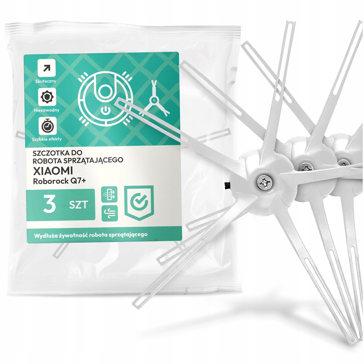 3x Zijborstel voor Xiaomi Roborock Q7+ Robotstofzuiger
