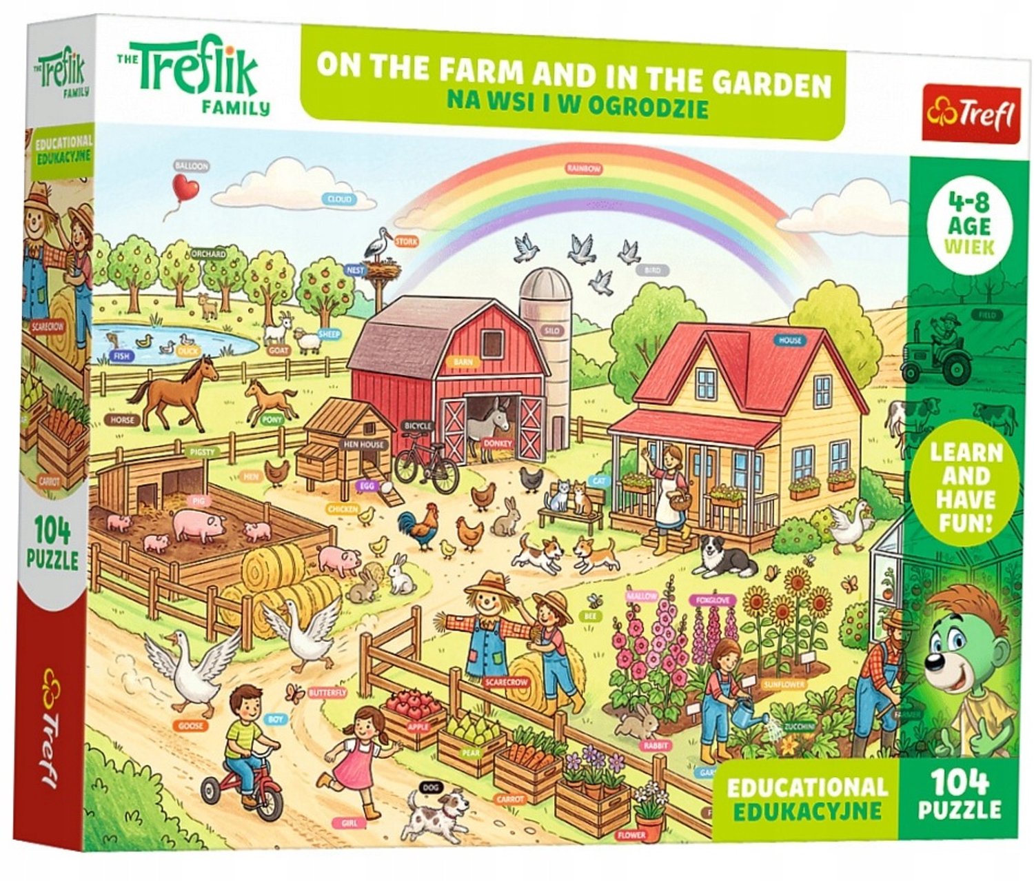 Trefliki Boerderij & Tuin Puzzel 104 Stukjes - Leerzaam Engels