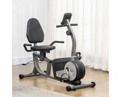 WUVRIE - Ligfiets 122-137 x 62 x 103 cm - 8 weerstandsniveaus en verstelbare rugleuning - Zwart/grijs