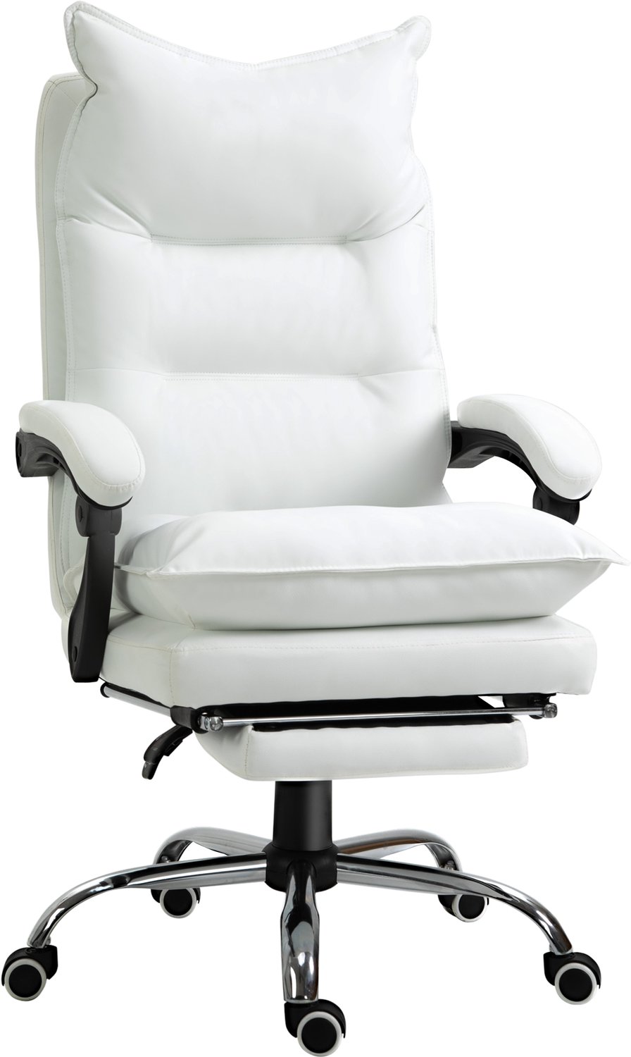 Bureaustoel - ergonomische bureaustoel met verstelbare rugleuning - in hoogte verstelbaar - 66 x 72 x 130 cm - wit