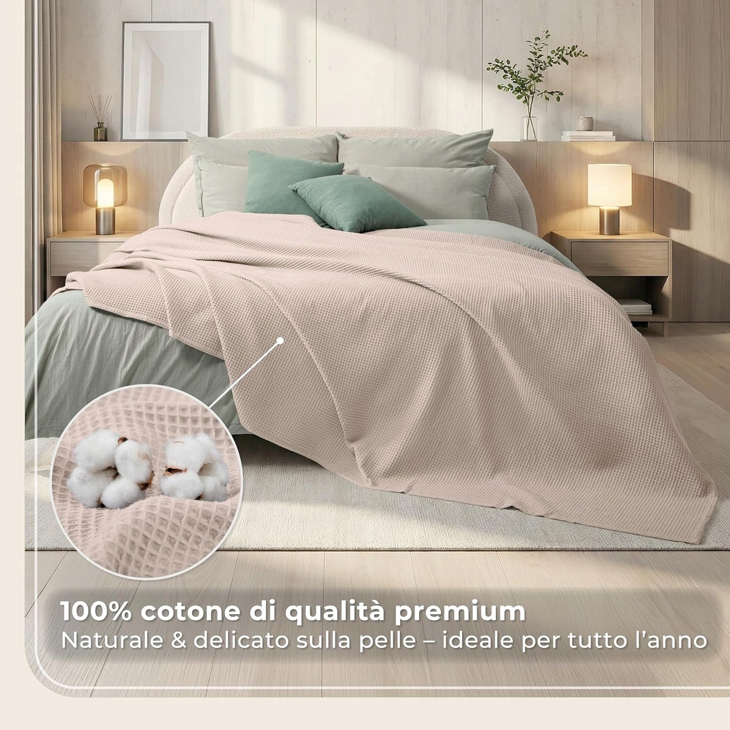 XXL Katoenen Wafel Plaid Beige 240x260 cm - Premium Comfort