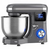 Vivid Green 2000W Keukenmixer - Timer & Automatische Stop - Geschikt voor Zwaar Deeg - 6,2L Mengkom - Keukenmachine - Keukenrobot - Grijs