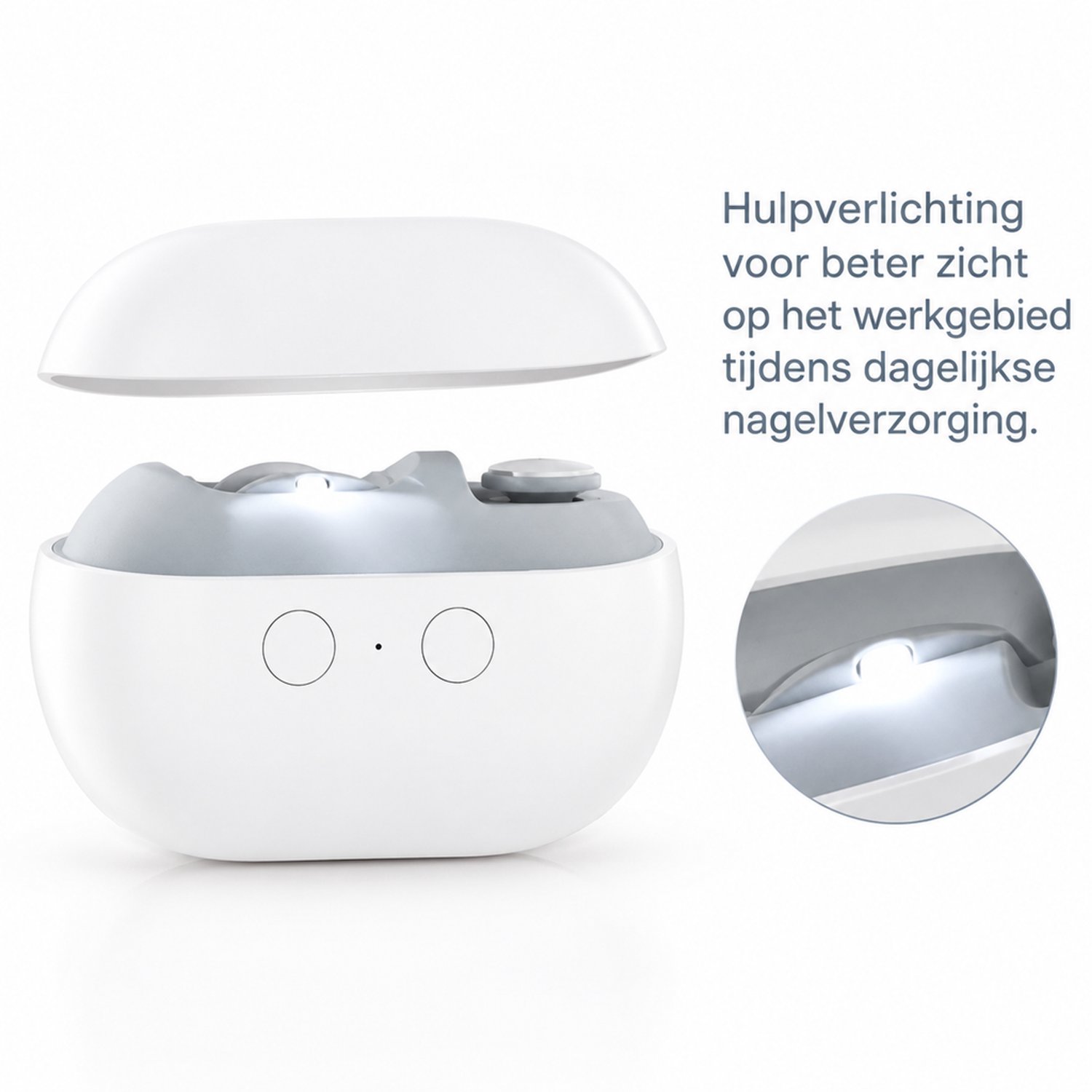 elektrische nagelknipper - M7 - hulpverlichting en 2 snelheden - polijstkop en legering-slijpkop - klassiek wit met verpakking