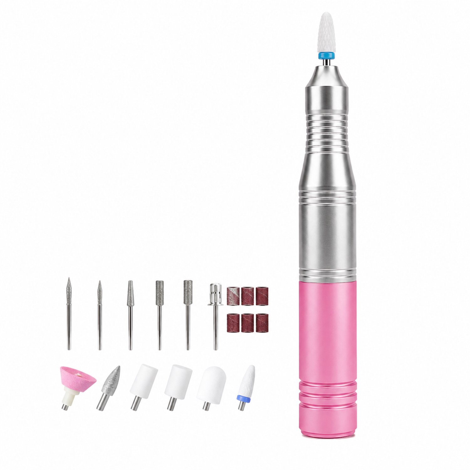 elektrische nageltrimmer - oplaadbare aluminium nagelfrees - voor vijlen polijsten en verwijderen van gellak - voor dagelijks thuisgebruik - roze