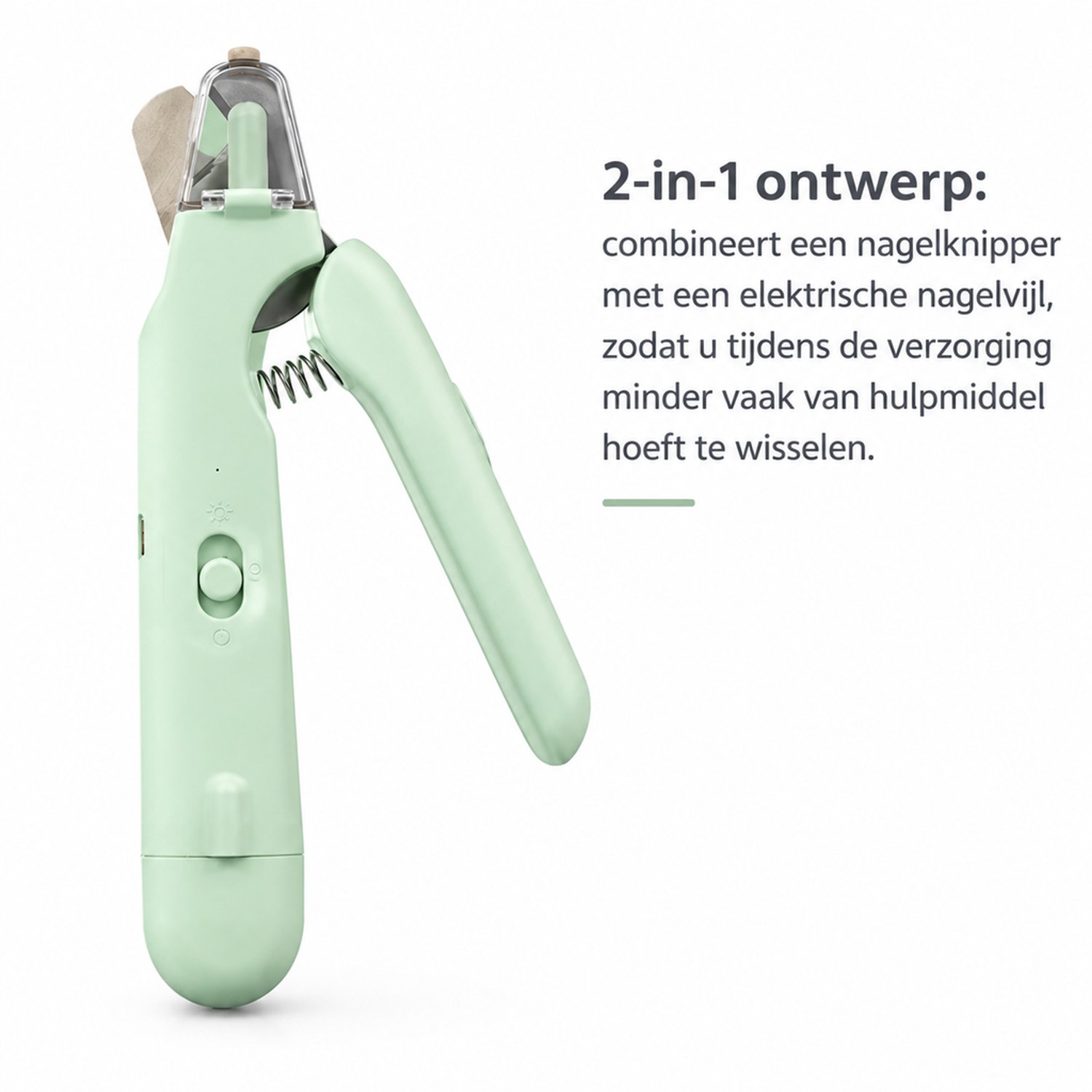 Elektrische nagelknipper - 2-in-1 - roestvrijstalen elektrische nagelvijl met LED - voor katten en honden - Engelse verpakking