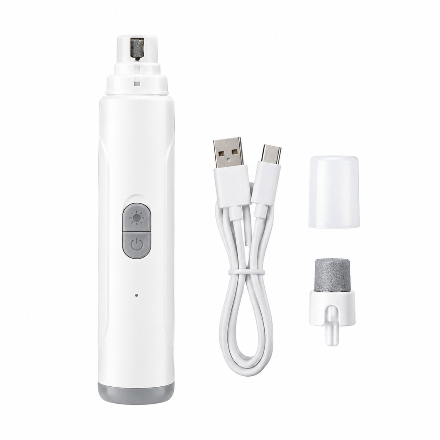 elektrische nagelknipper voor huisdieren - USB-oplaadbaar - twee standen met verlichting - wit